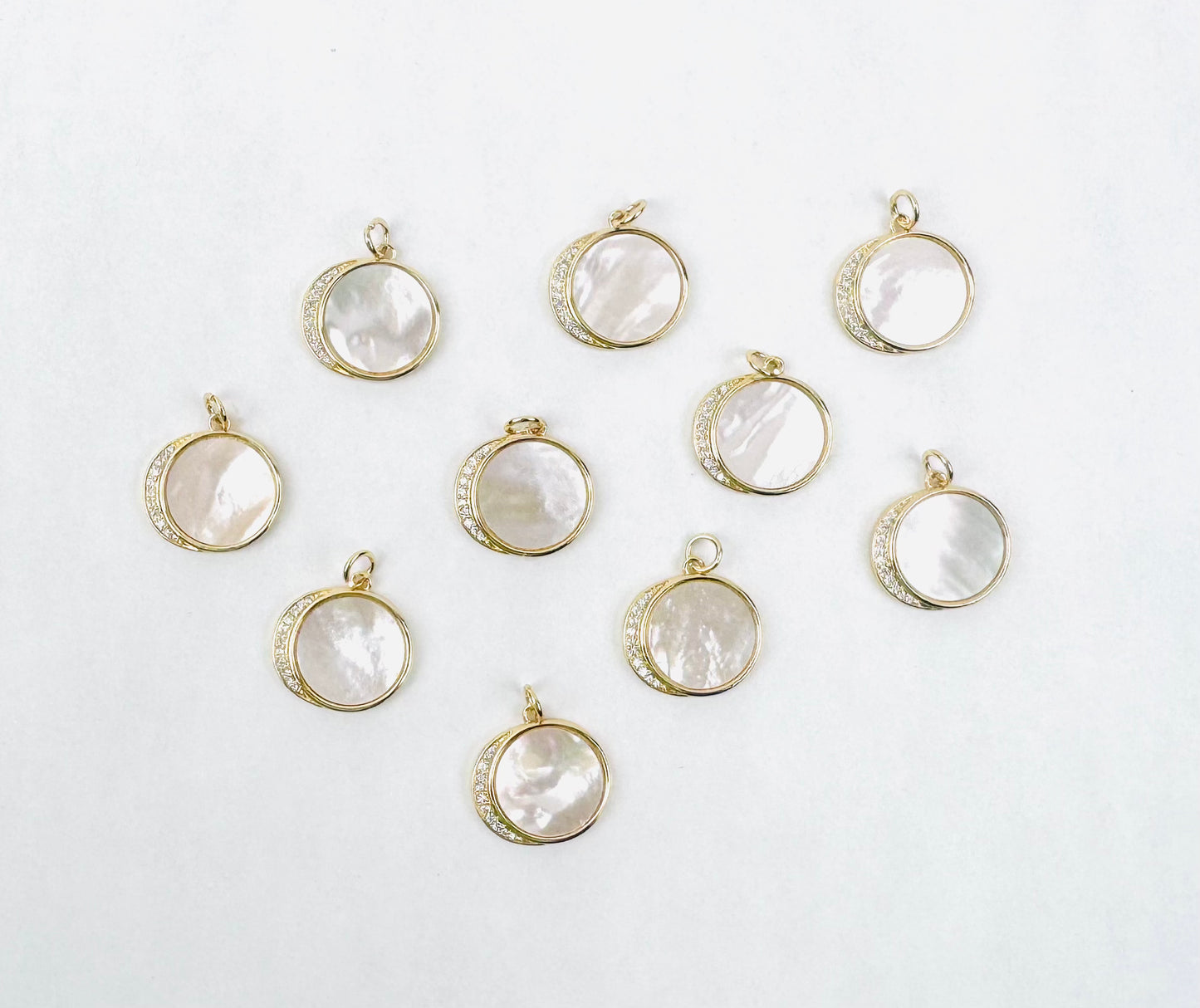 Style 10 - Pearl Crescent Moon Charm with Studs