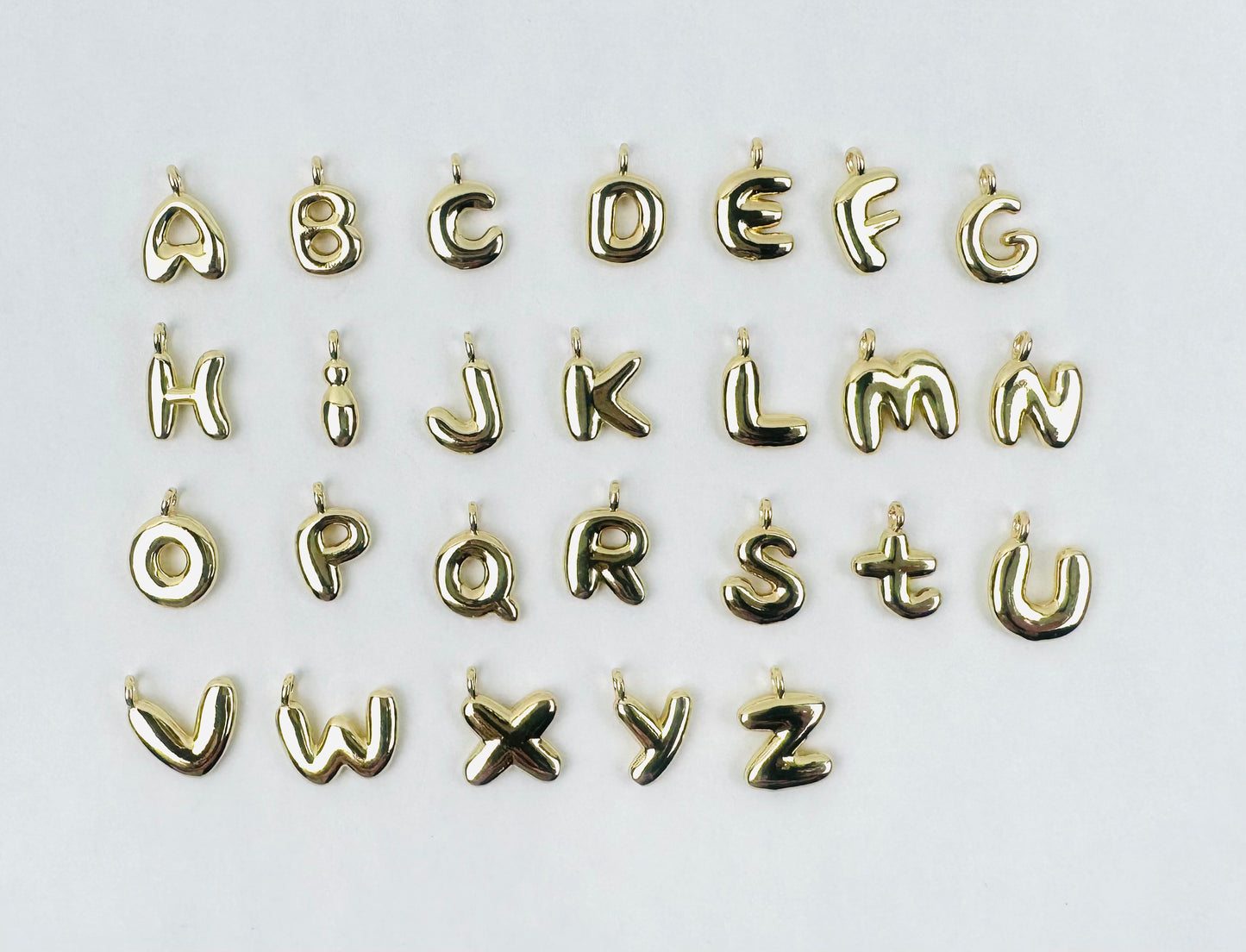 Letter Charm 11 - Gold Small Bubble Letters