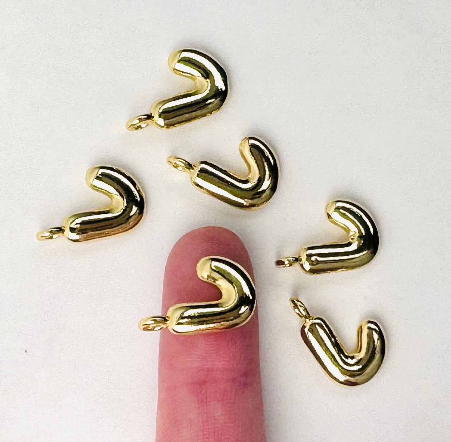 Letter Charm 11 - Gold Small Bubble Letters