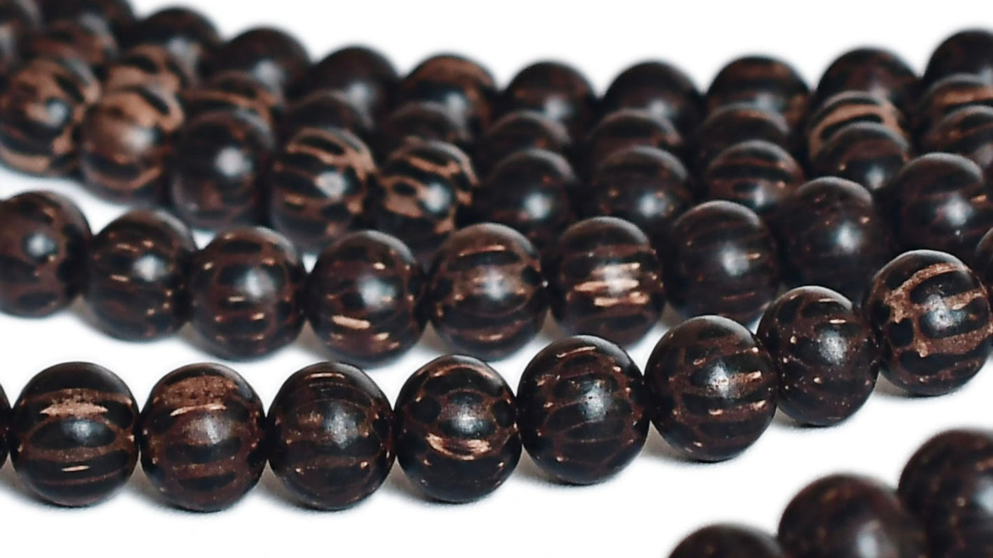 Palm Wood Beads – Polished – 16″ Strand