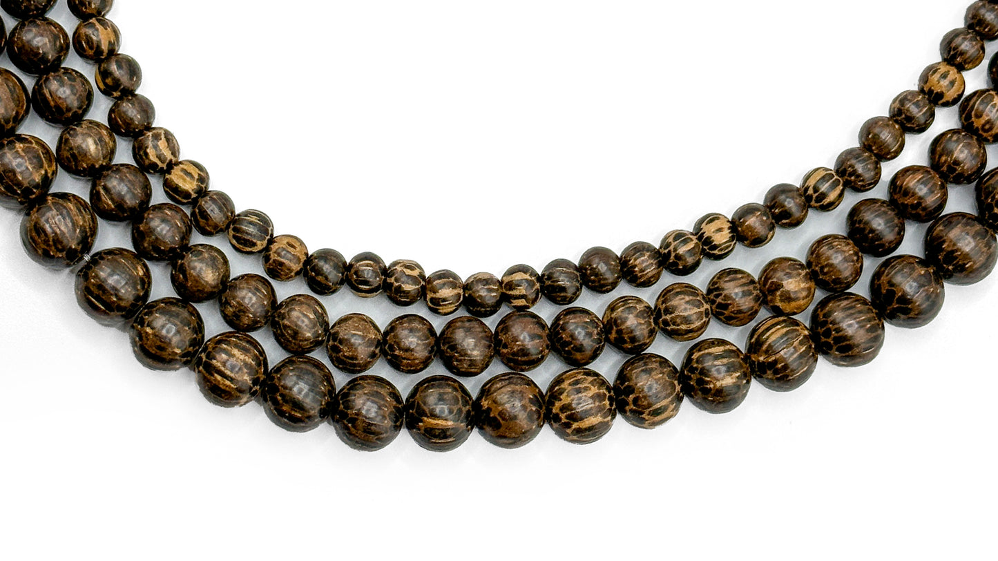 Palm Wood Beads – Polished – 16″ Strand
