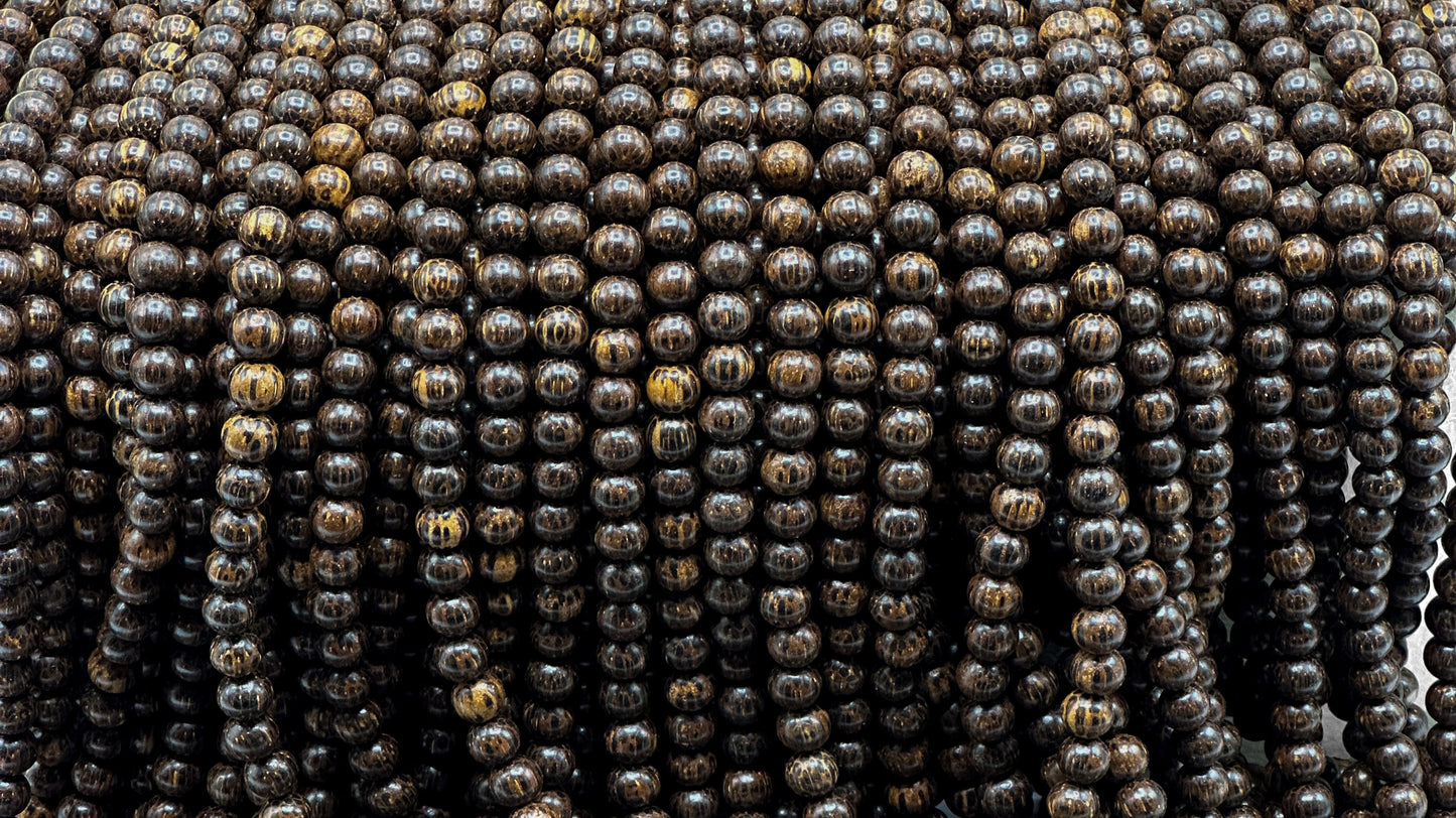 Palm Wood Beads – Polished – 16″ Strand
