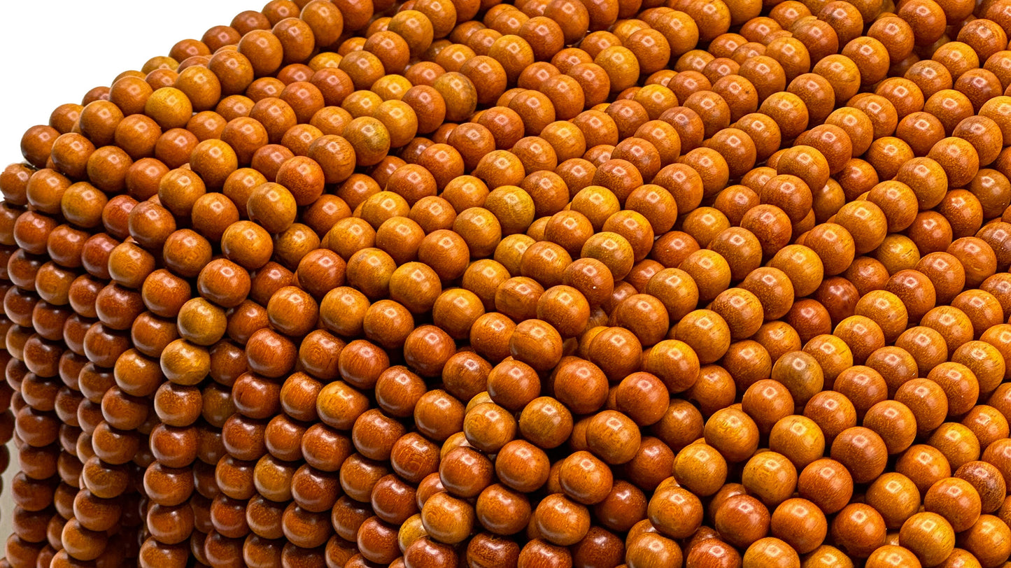 Sibucao/Red Wood Beads – Polished – 16″ Strand