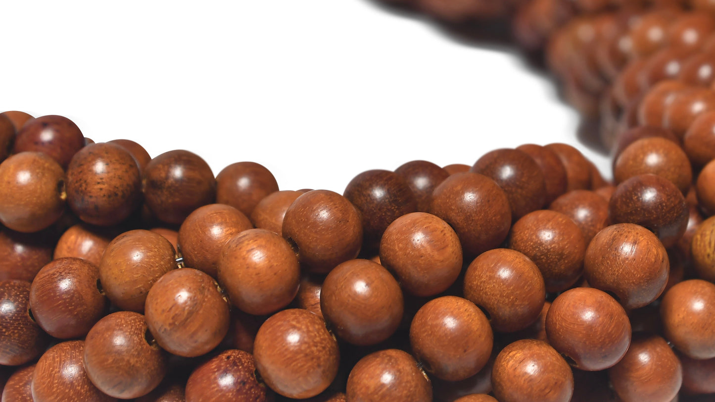 Sibucao/Red Wood Beads – Polished – 16″ Strand