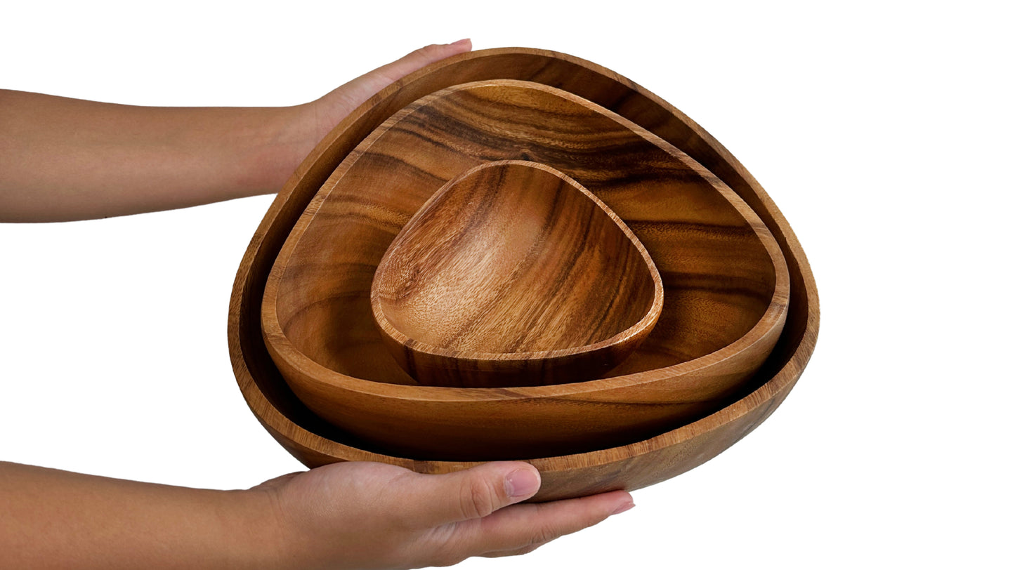 Wooden Triangle Salad Bowls
