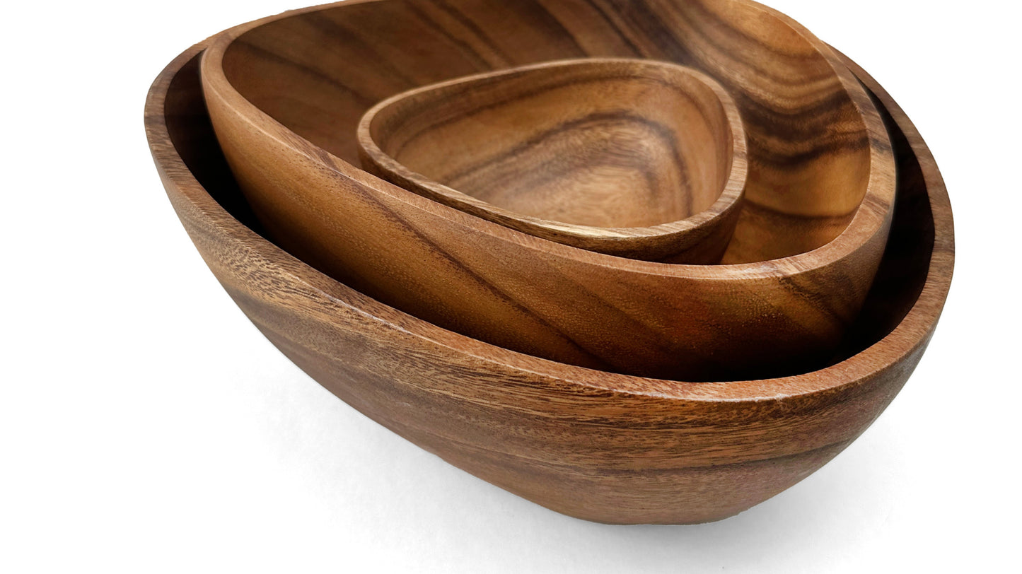 Wooden Triangle Salad Bowls