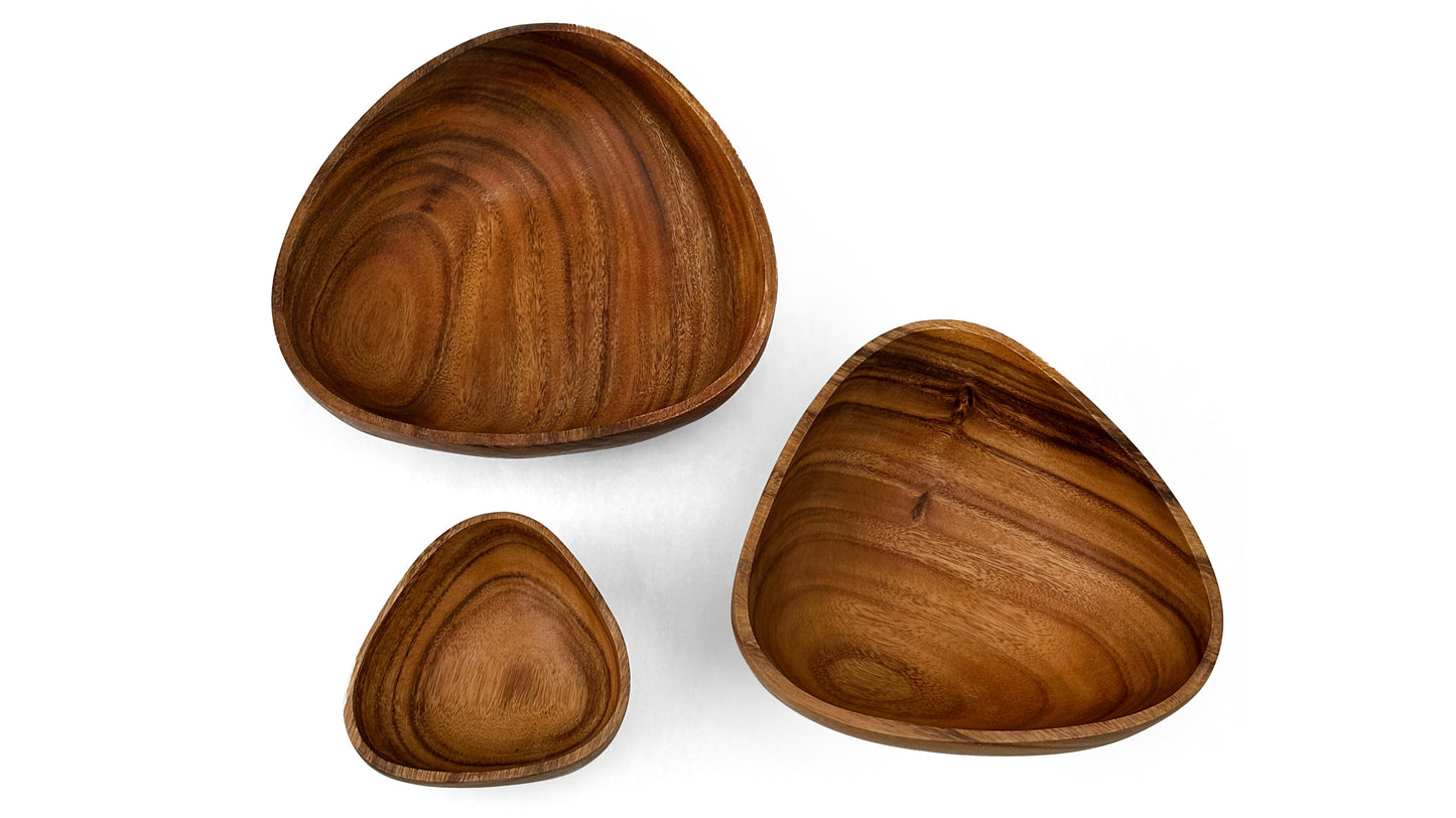 Wooden Triangle Salad Bowls