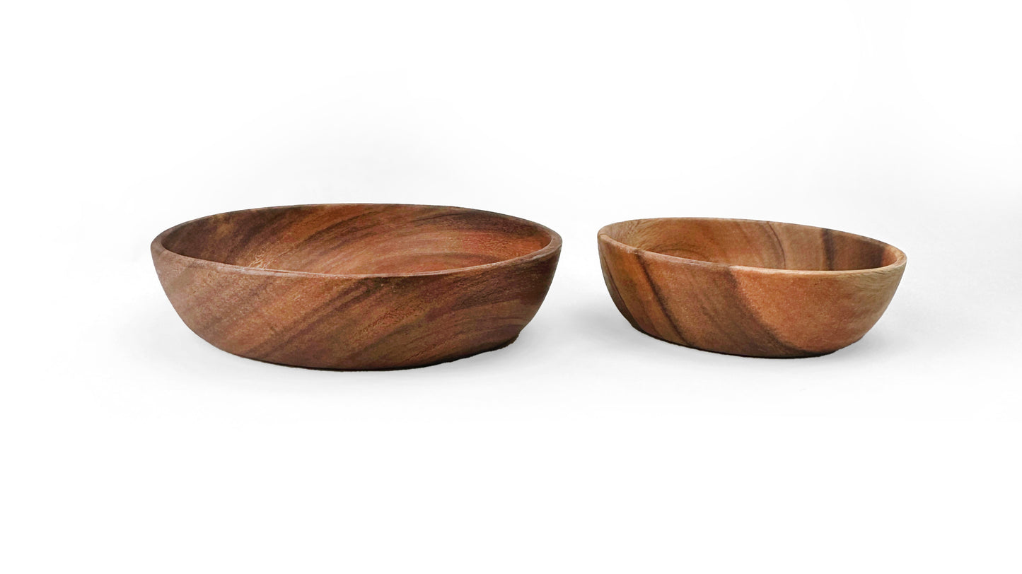Wooden Open Round Bowl Salad Bowl