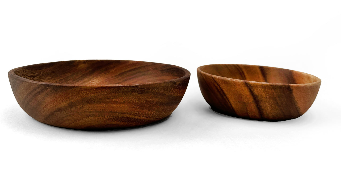 Wooden Open Round Bowl Salad Bowl