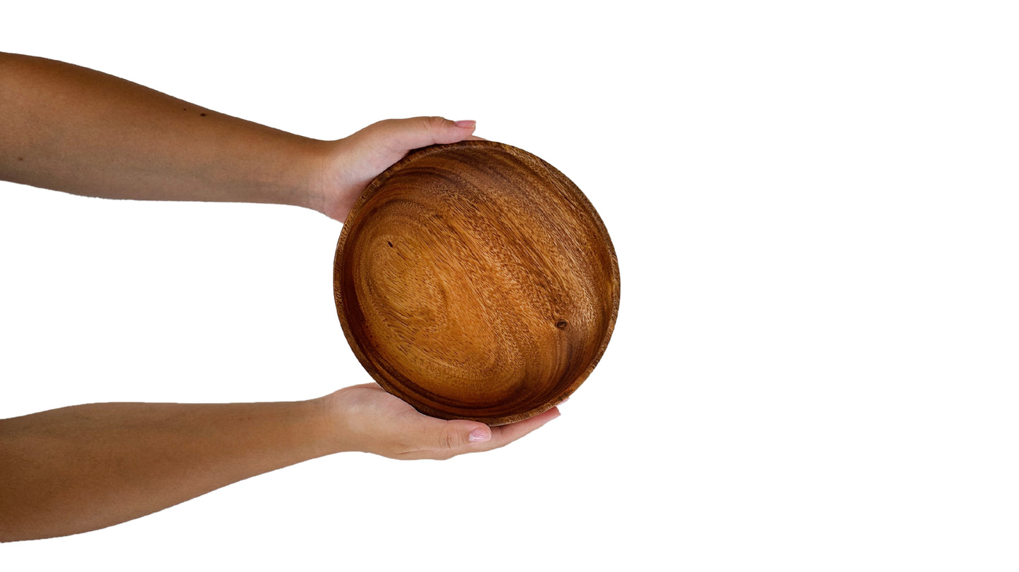 Wooden Open Round Bowl Salad Bowl