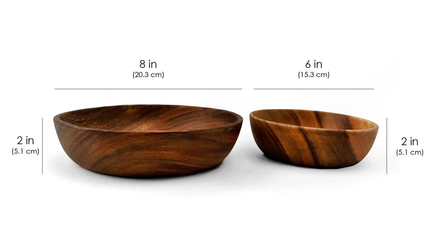 Wooden Open Round Bowl Salad Bowl