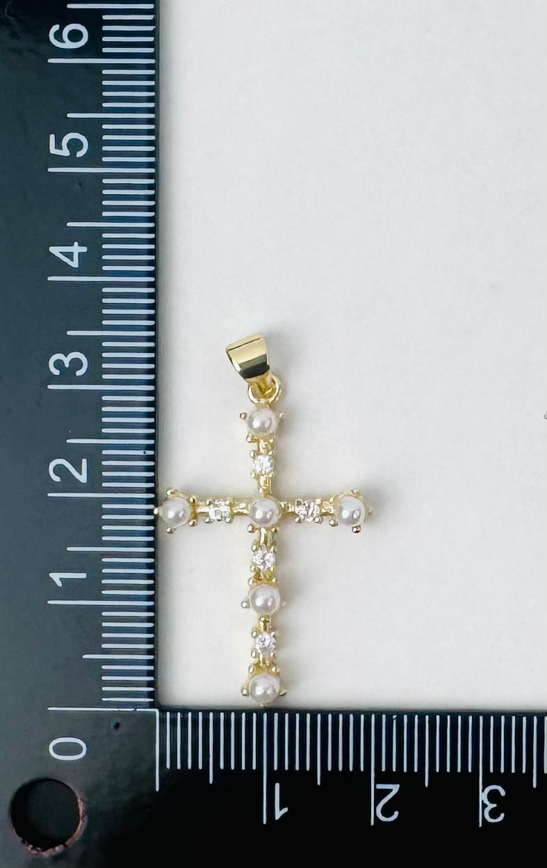 Style 107 - Pearl Cross Charm