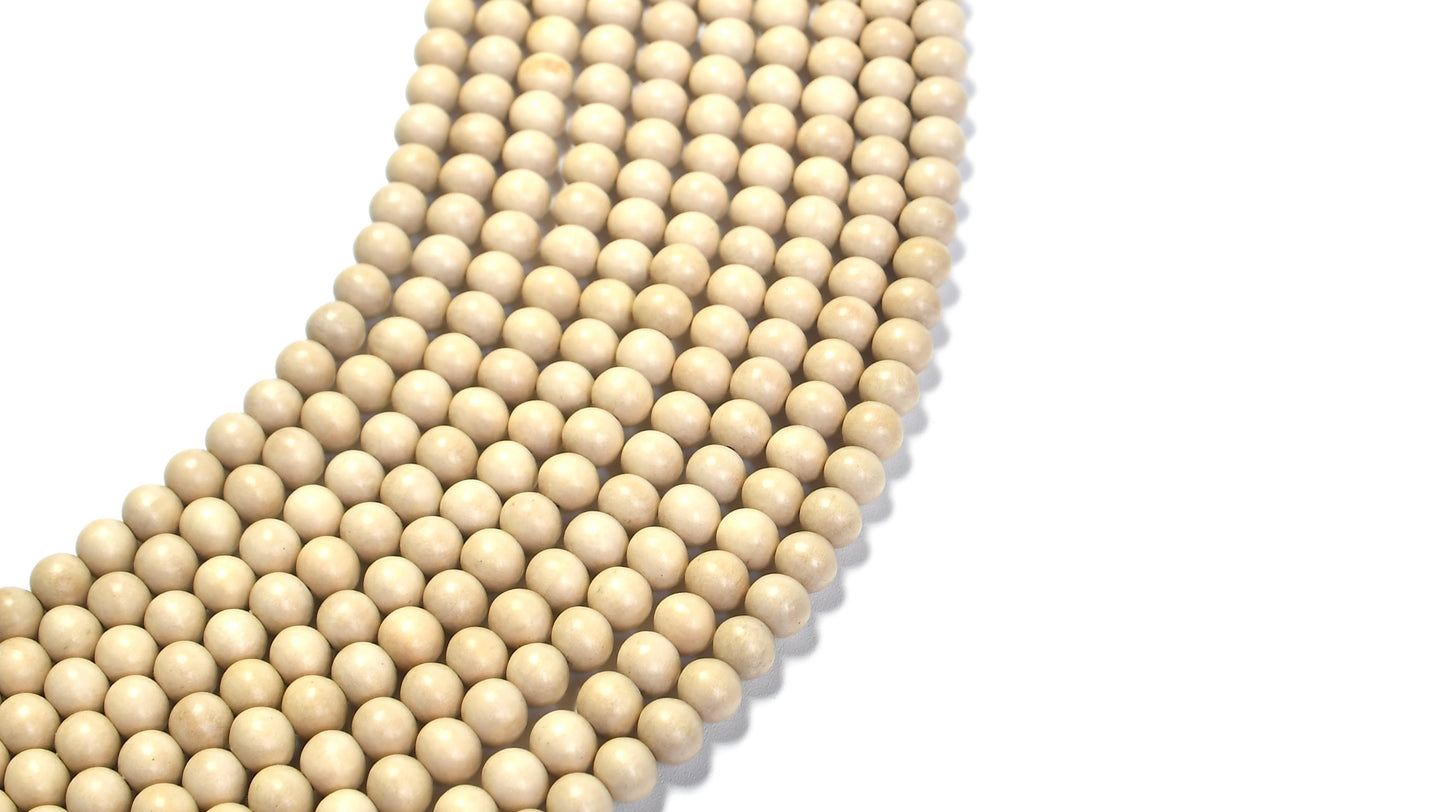 Gmelina Beige Wood Beads – Polished - 16″ Strand