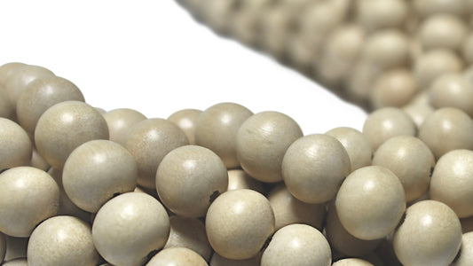 Gmelina Beige Wood Beads – Polished - 16″ Strand