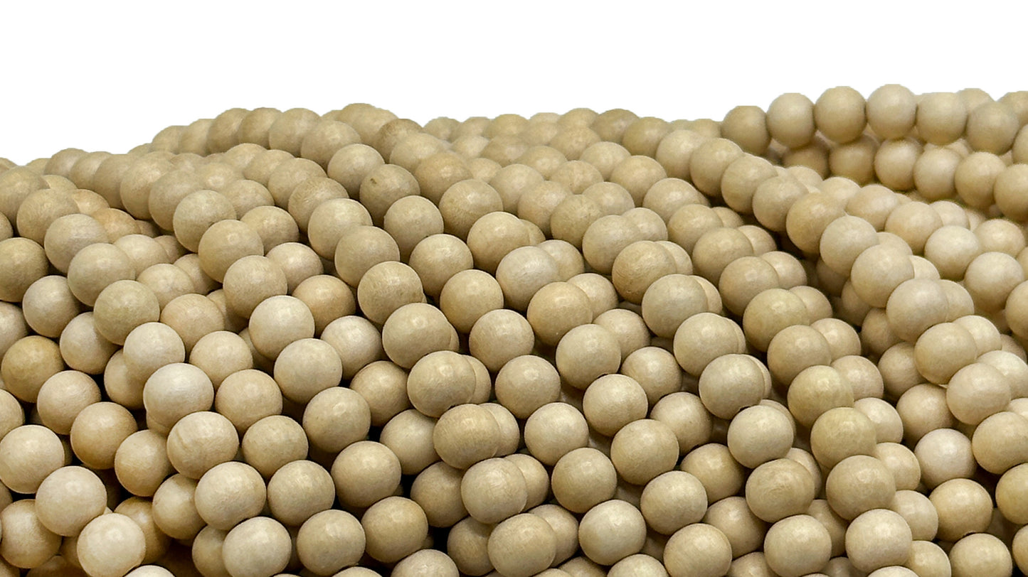 Gmelina Beige Wood Beads – Polished - 16″ Strand