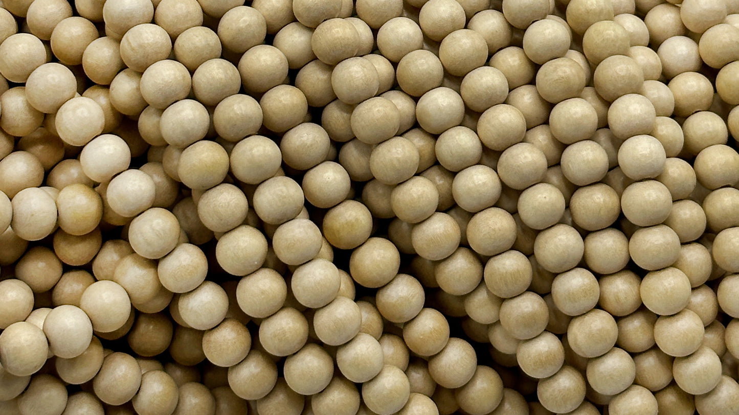 Gmelina Beige Wood Beads – Polished - 16″ Strand