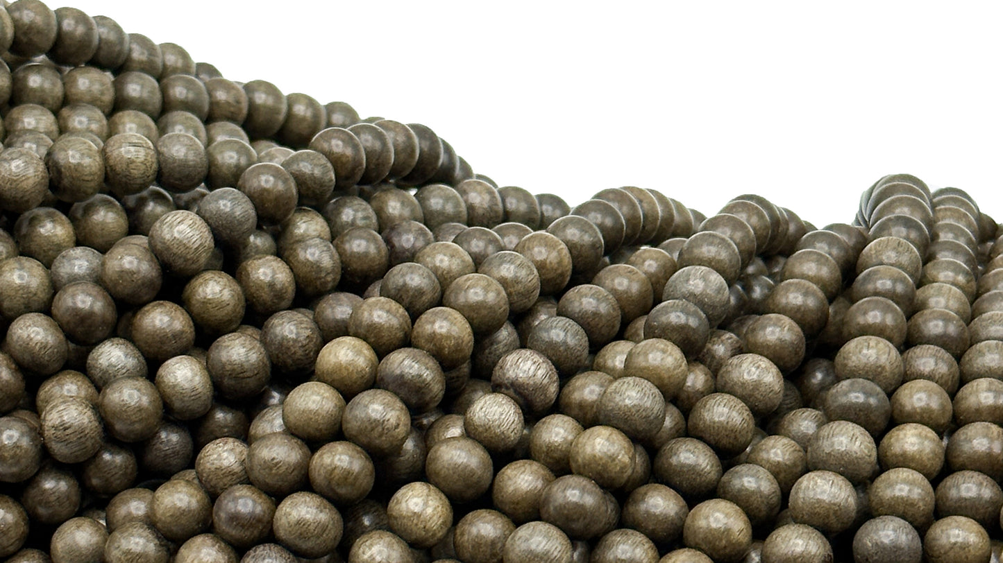 Grey Wood Beads – Polished – 16″ Strand