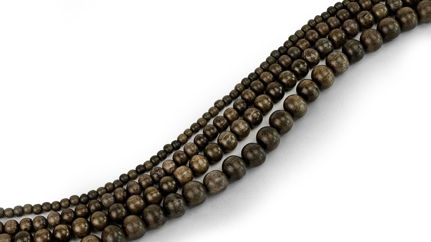 Grey Wood Beads – Polished – 16″ Strand