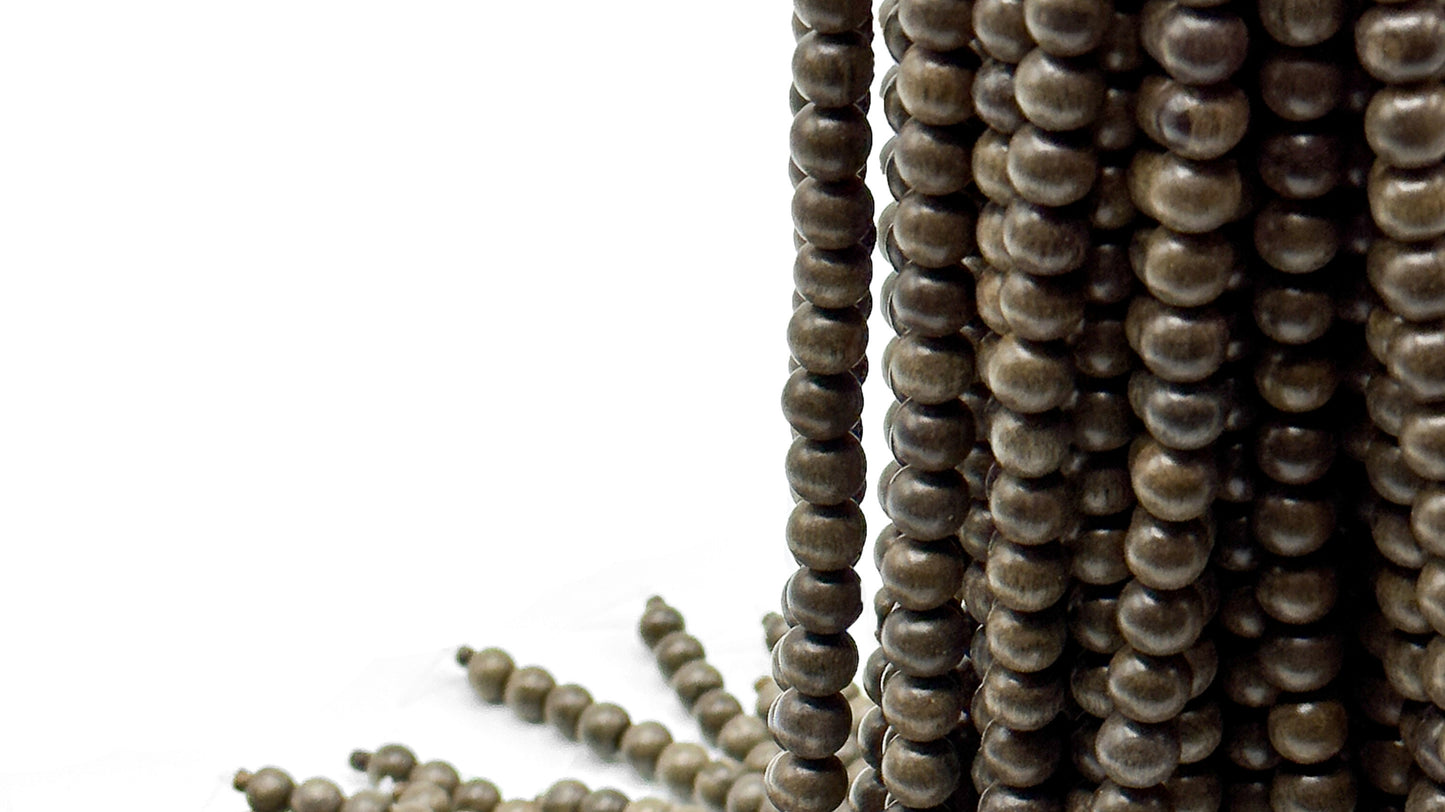 Grey Wood Beads – Polished – 16″ Strand