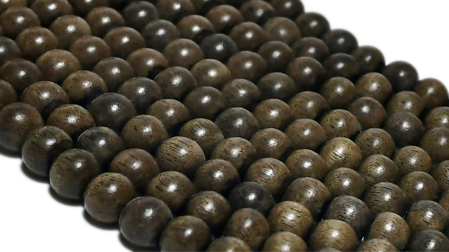 Grey Wood Beads – Polished – 16″ Strand