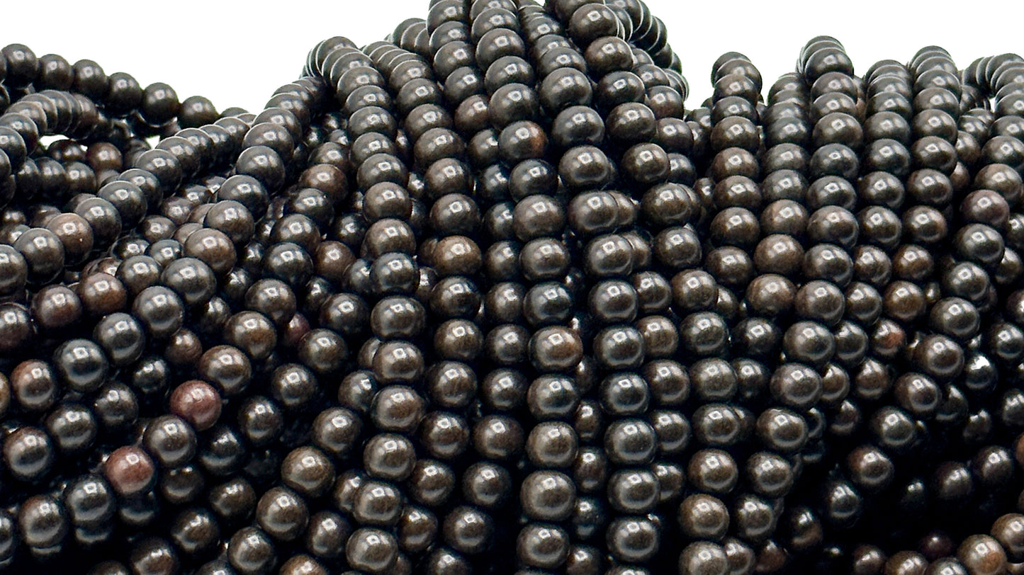 Tiger Ebony/Kamagong Wood Beads – Polished – 16″ Strand