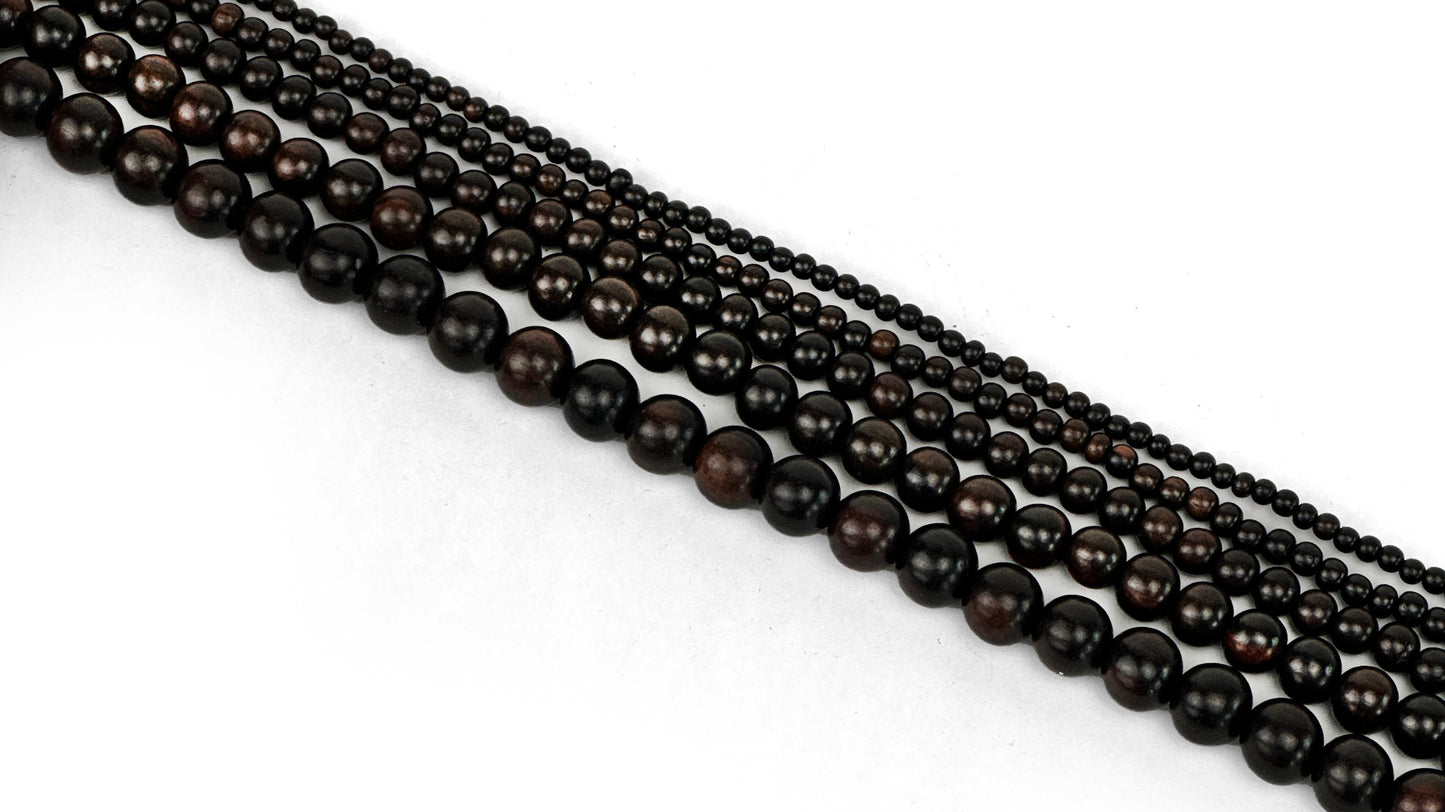 Tiger Ebony/Kamagong Wood Beads – Polished – 16″ Strand