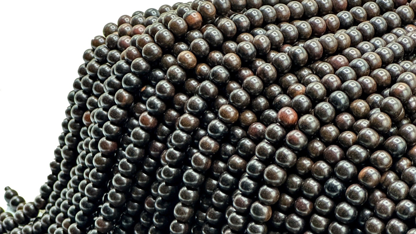 Tiger Ebony/Kamagong Wood Beads – Polished – 16″ Strand