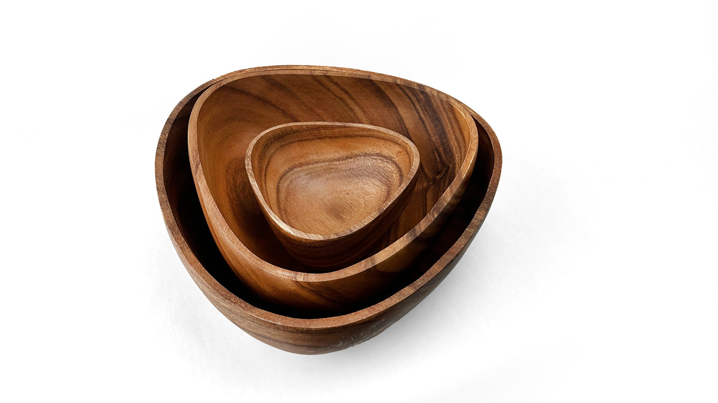 Wooden Triangle Salad Bowls