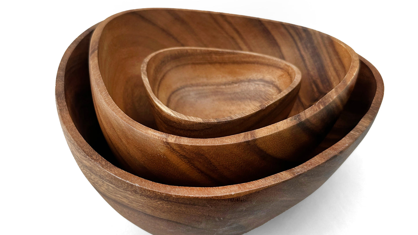 Wooden Triangle Salad Bowls