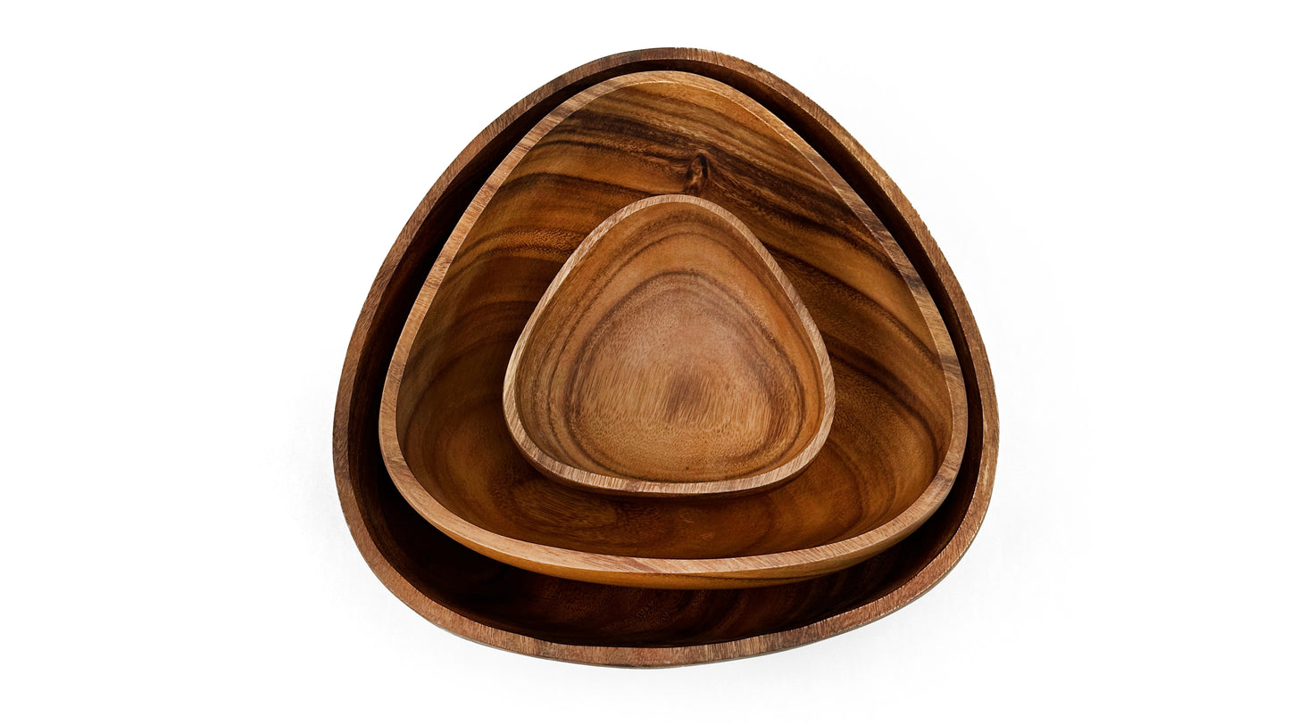 Wooden Triangle Salad Bowls