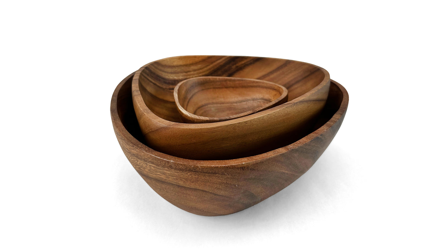 Wooden Triangle Salad Bowls