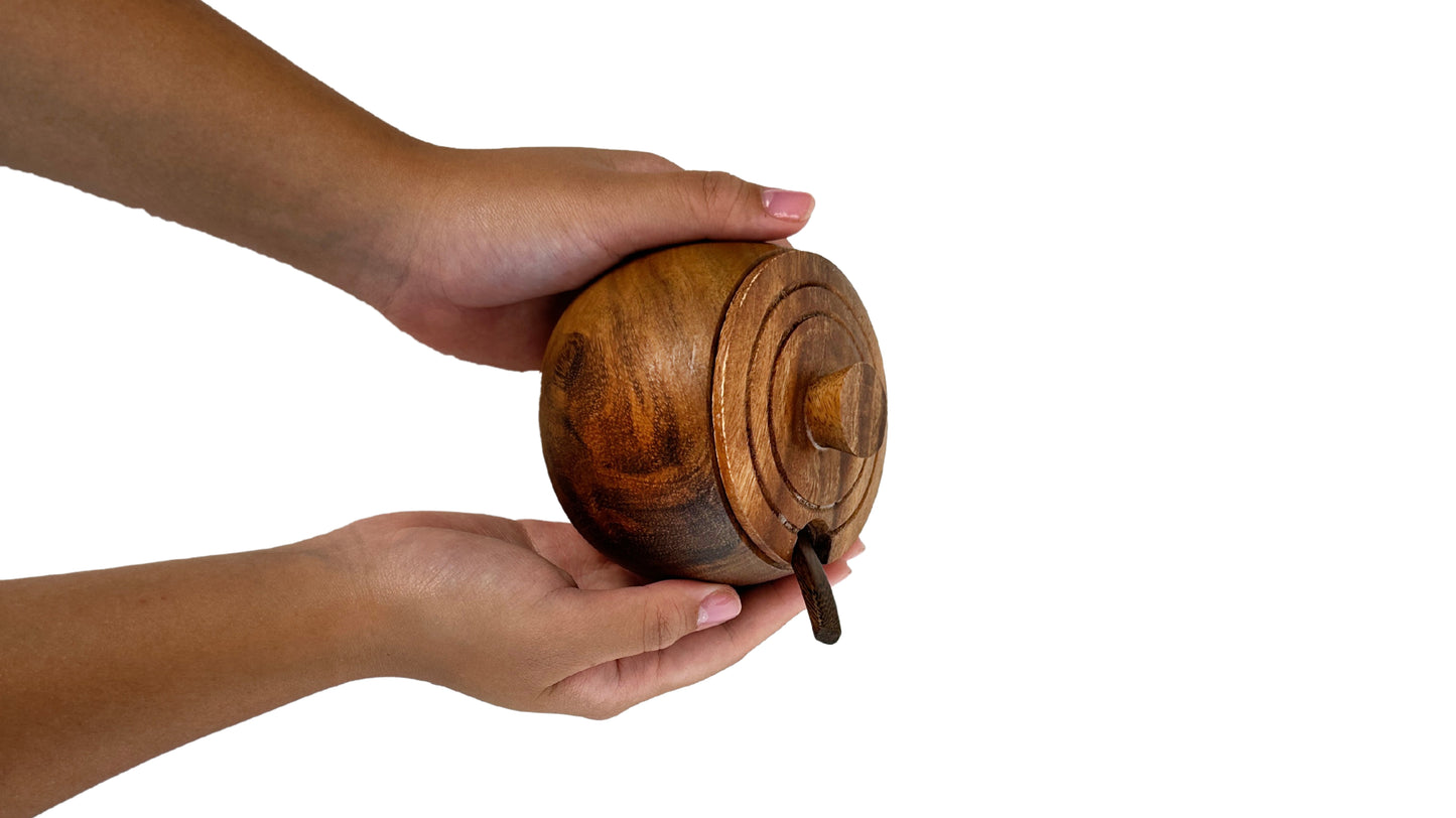 Wooden Canister with Spoon Sugar Jar Spice Jar