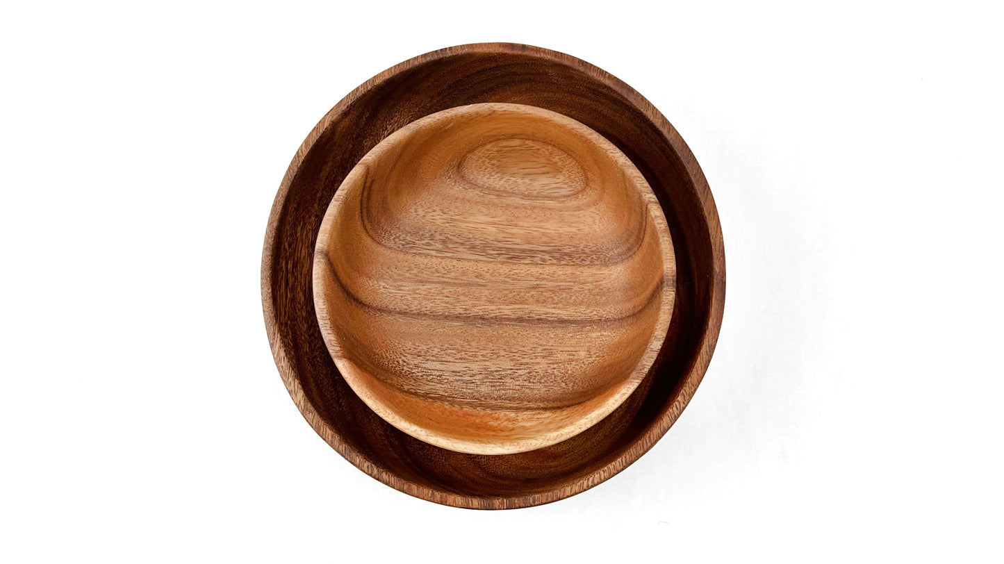 Wooden Open Round Bowl Salad Bowl