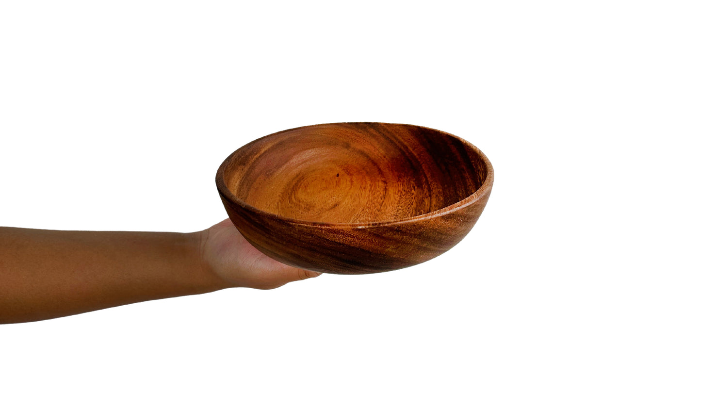 Wooden Open Round Bowl Salad Bowl