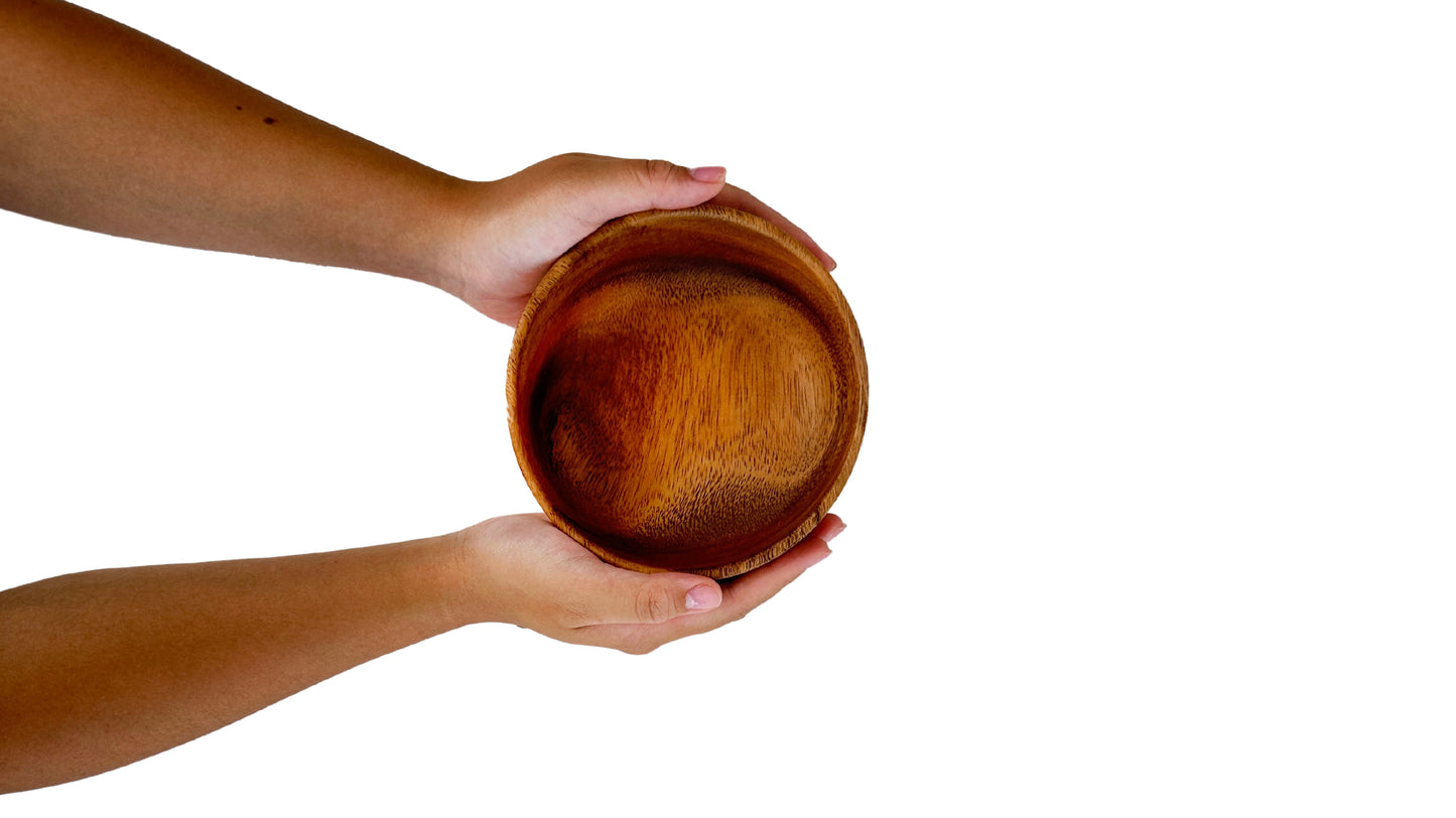 Wooden Open Round Bowl Salad Bowl