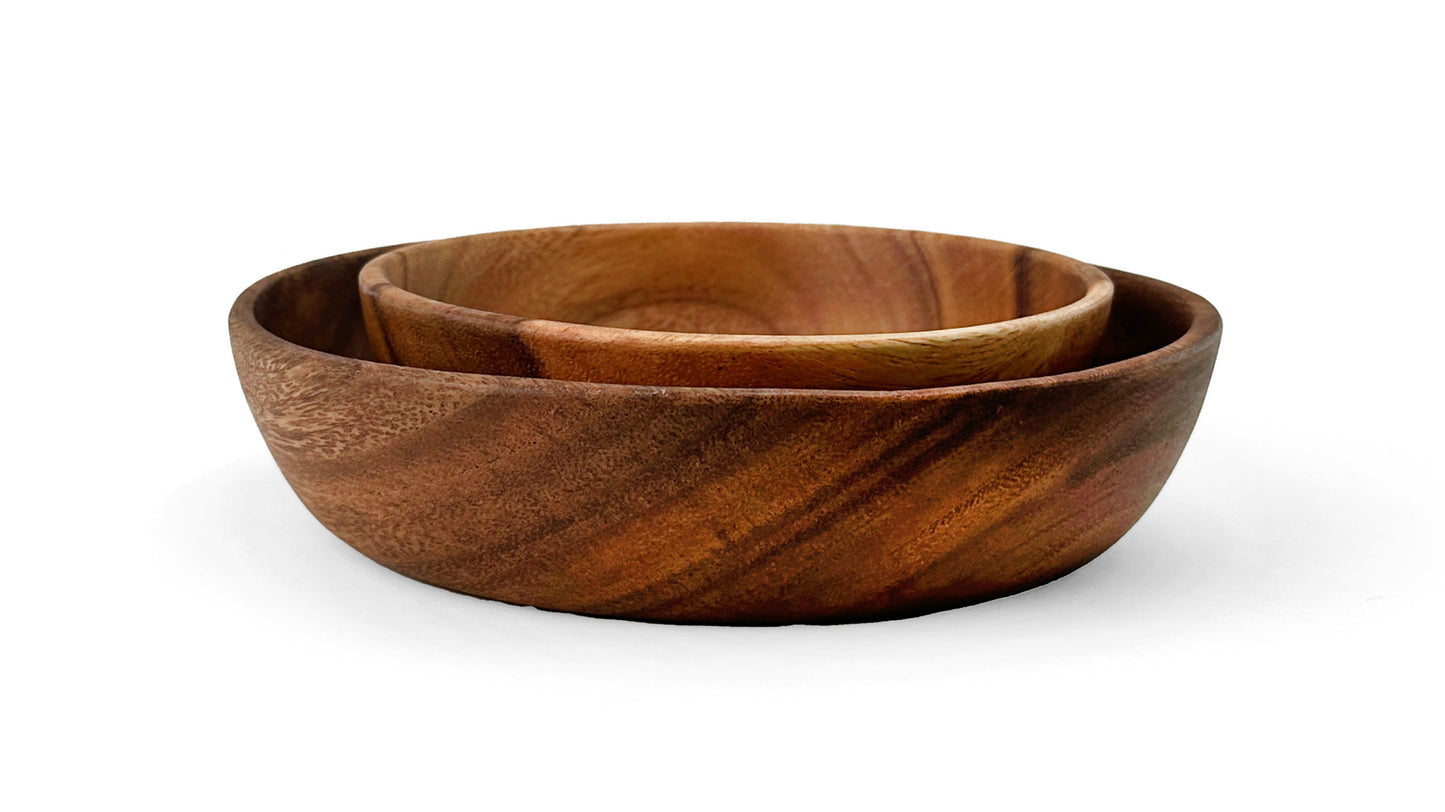 Wooden Open Round Bowl Salad Bowl