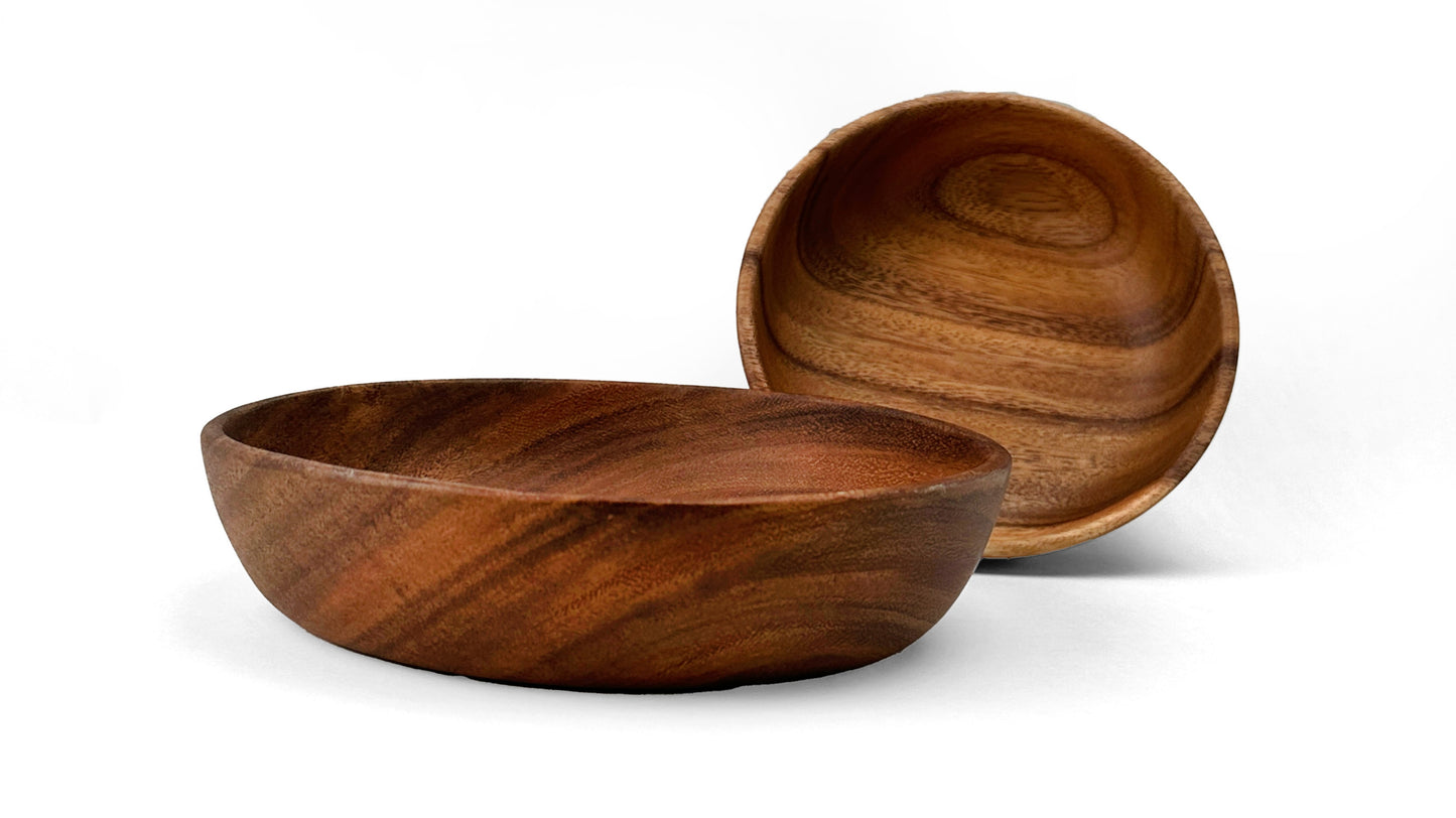 Wooden Open Round Bowl Salad Bowl