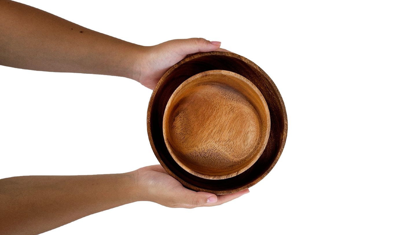 Wooden Open Round Bowl Salad Bowl