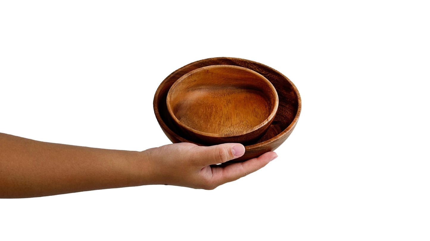 Wooden Open Round Bowl Salad Bowl