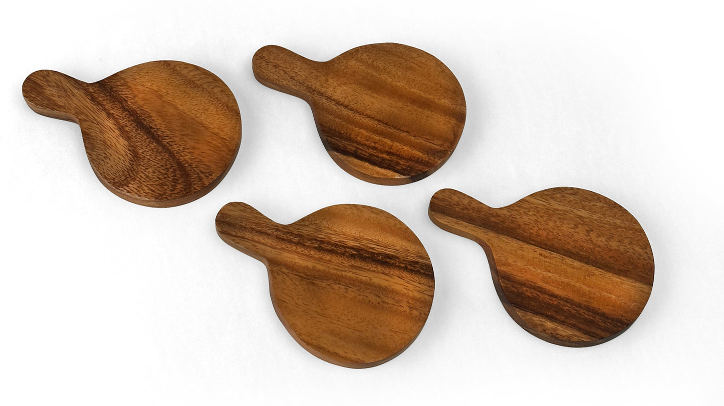 Wooden Coaster with Handle / Mini Charcuterie Board Set of 4