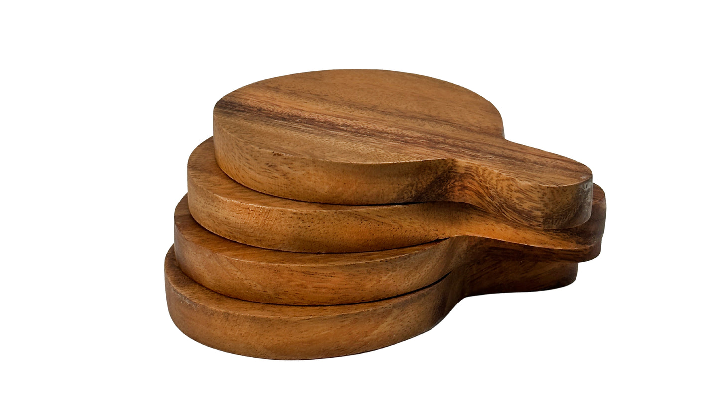 Wooden Coaster with Handle / Mini Charcuterie Board Set of 4