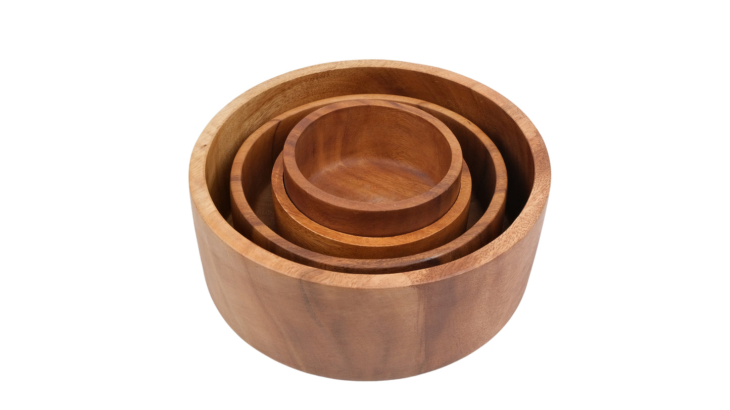 Wooden Straight Round Bowl