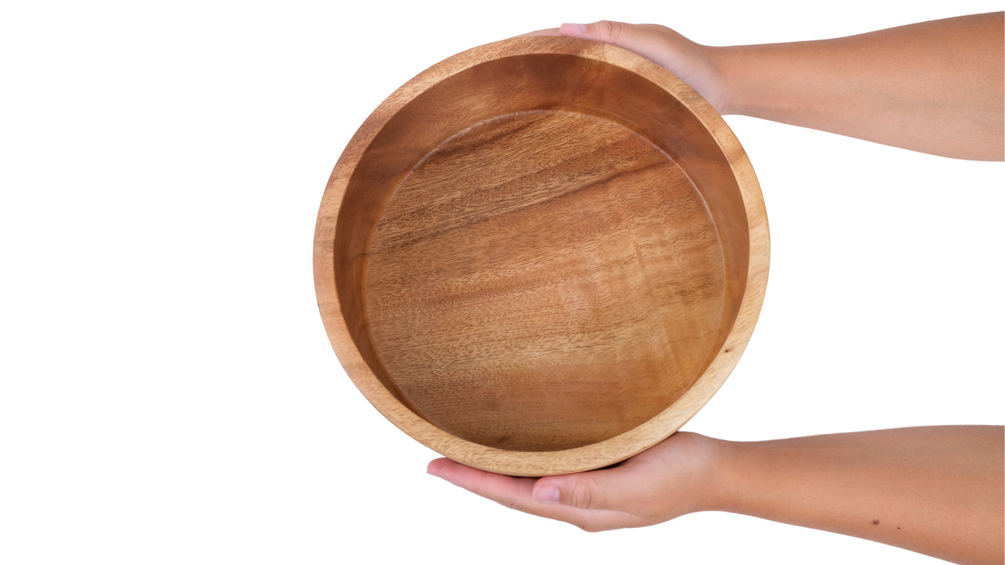 Wooden Straight Round Bowl