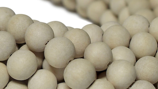 Unpolished - Gmelina Beige Wood Beads – 16″ Strand