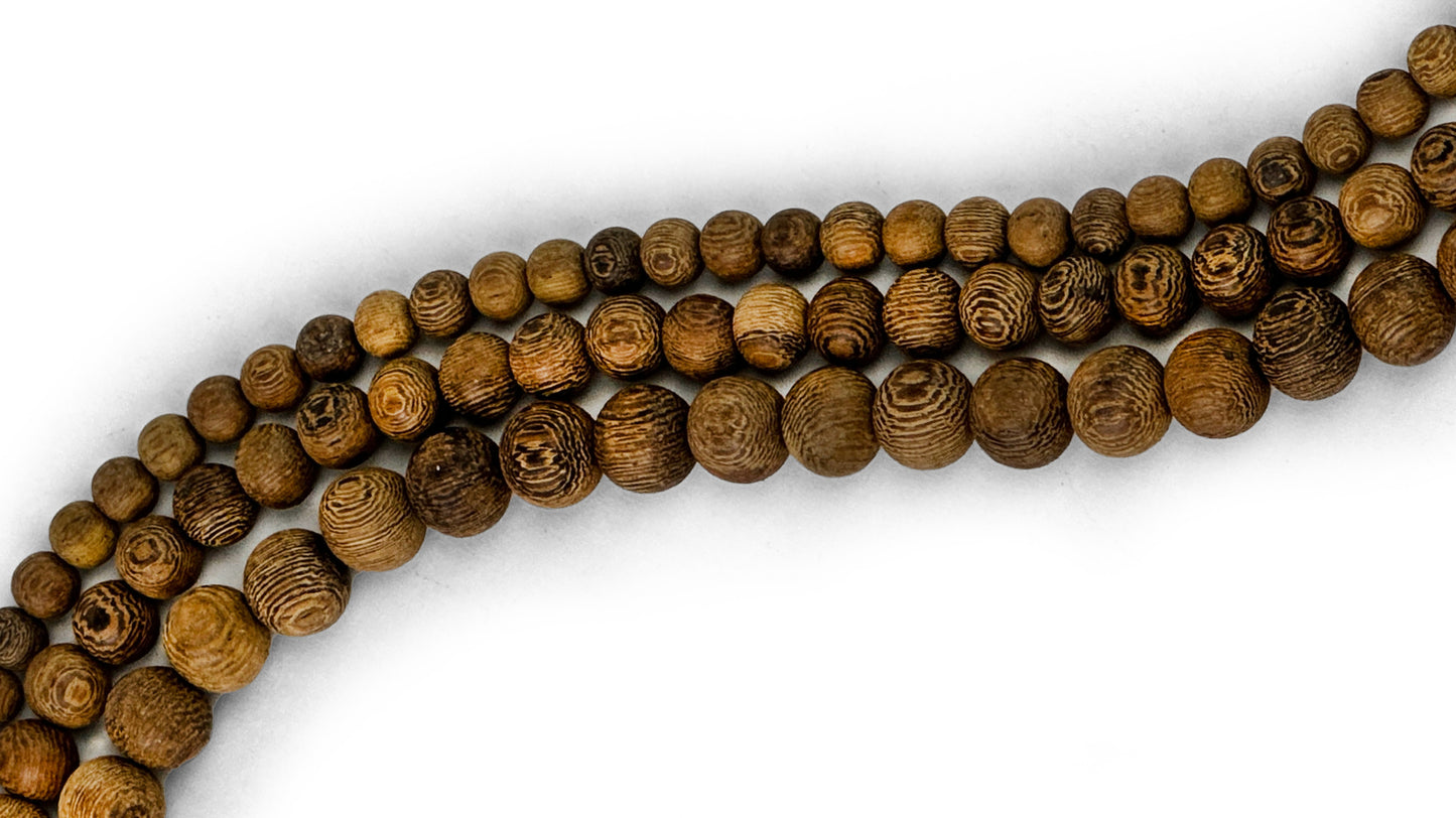 Unpolished - Robles Wood Beads – 16″ Strand