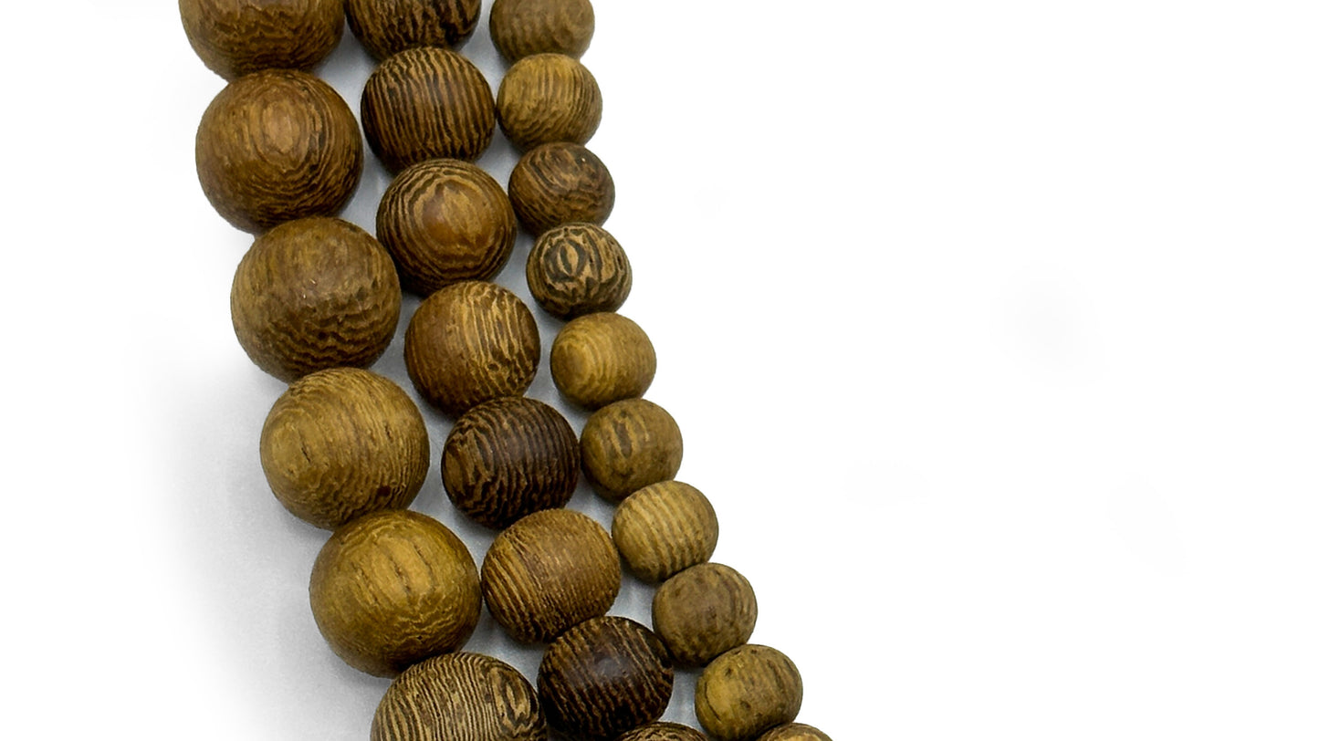 Unpolished - Robles Wood Beads – 16″ Strand