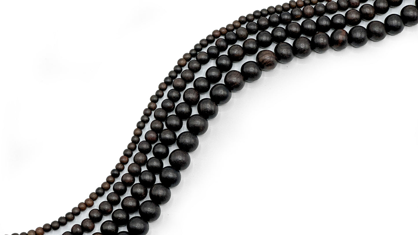 Unpolished - Tiger Ebony/Kamagong Wood Beads – 16″ Strand